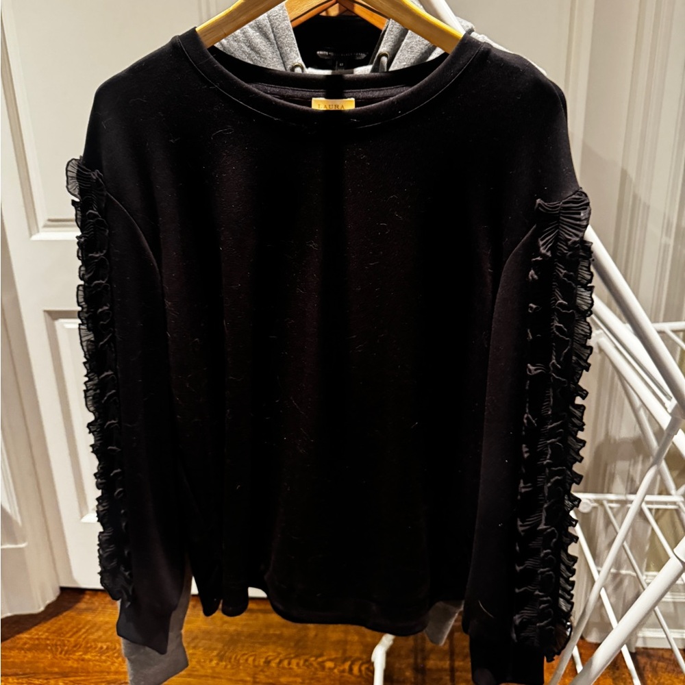 FINAL WEEK - Laura Brand Black Ruffled Women's Sweater